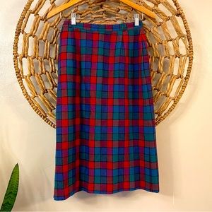 VTG John Meyer Wool Blend Plaid Midi Skirt vintage
